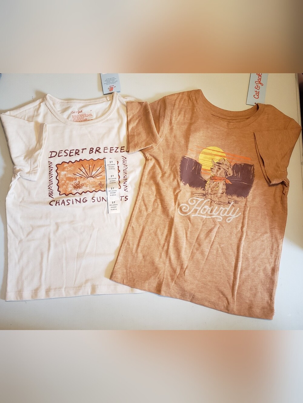 Cat & Jack White and Tan Desert Graphic Short Sleeve Tees